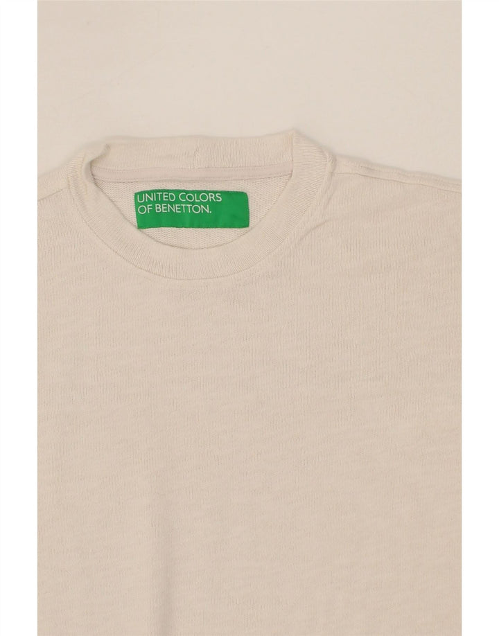 BENETTON Mens Crew Neck Jumper Sweater XS White Cotton Vintage Benetton and Second-Hand Benetton from Messina Hembry 