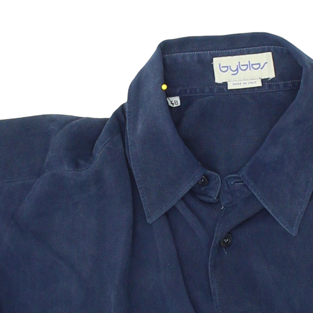 Byblos Mens Blue Button Up Shirt | Vintage High End Luxury Designer Formal VTG | Vintage Messina Hembry | Thrift | Second-Hand Messina Hembry | Used Clothing | Messina Hembry 