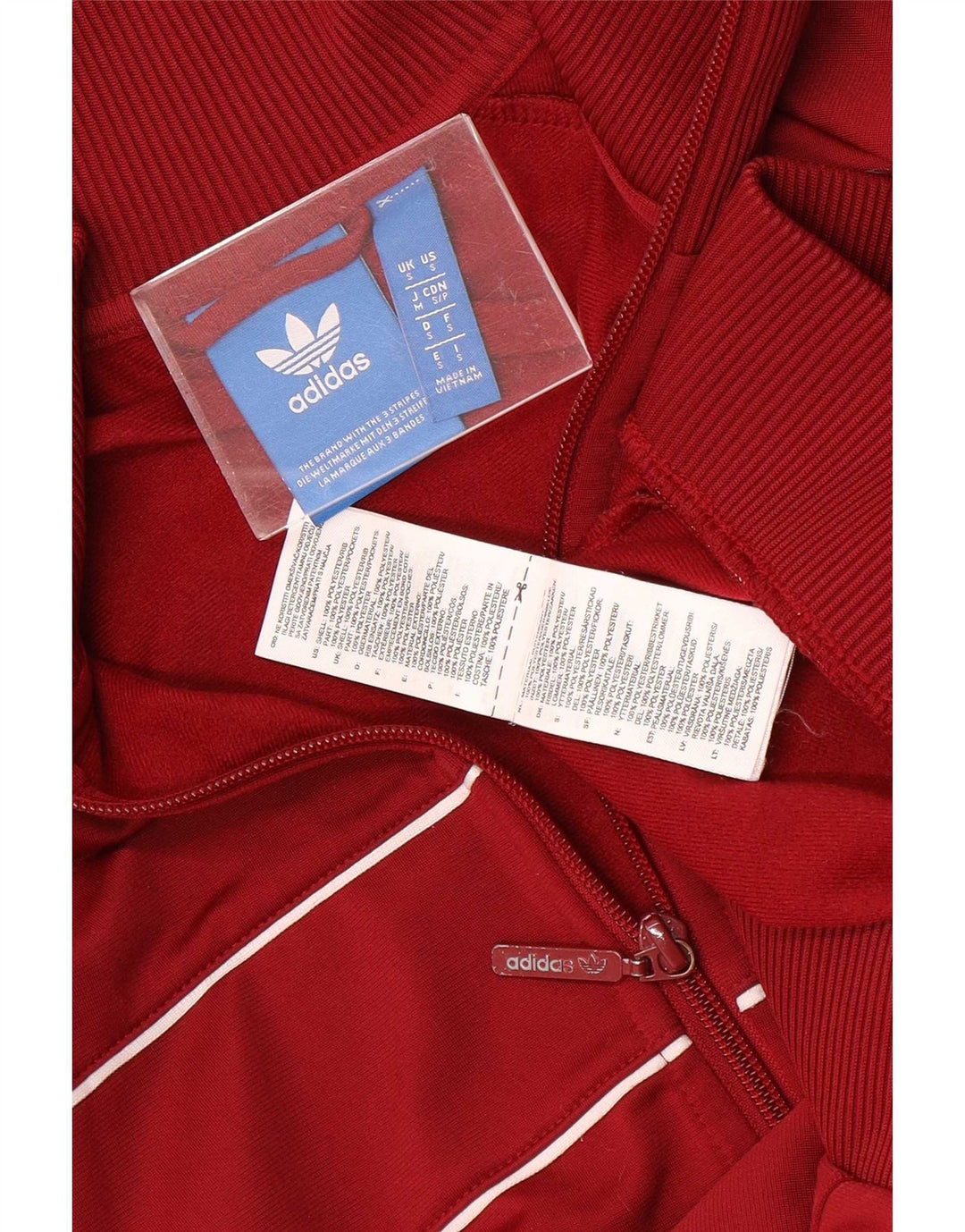 Adidas Mens Tracksuit Top Jacket Small Burgundy Polyester