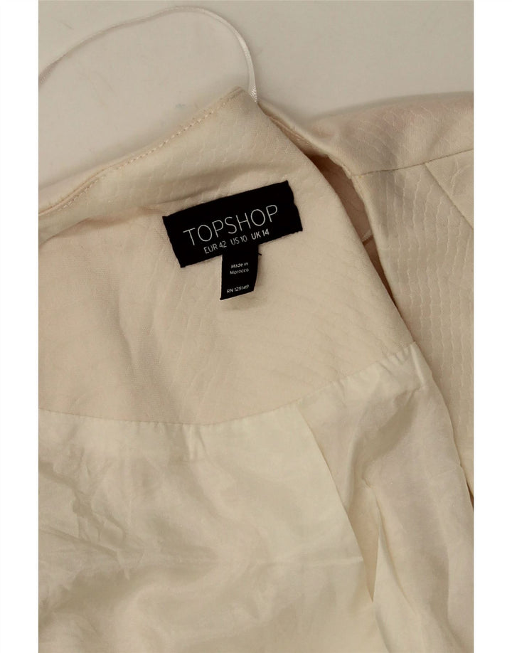 Topshop Womens Open Blazer Jacket UK 14 Large Off White Animal Print