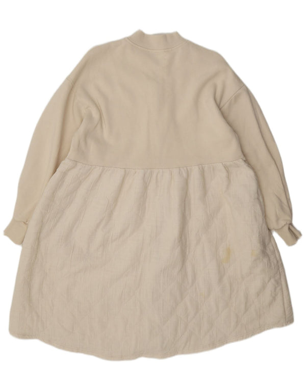 Zara Womens Full Zip Dress UK 14 Medium Off White Cotton