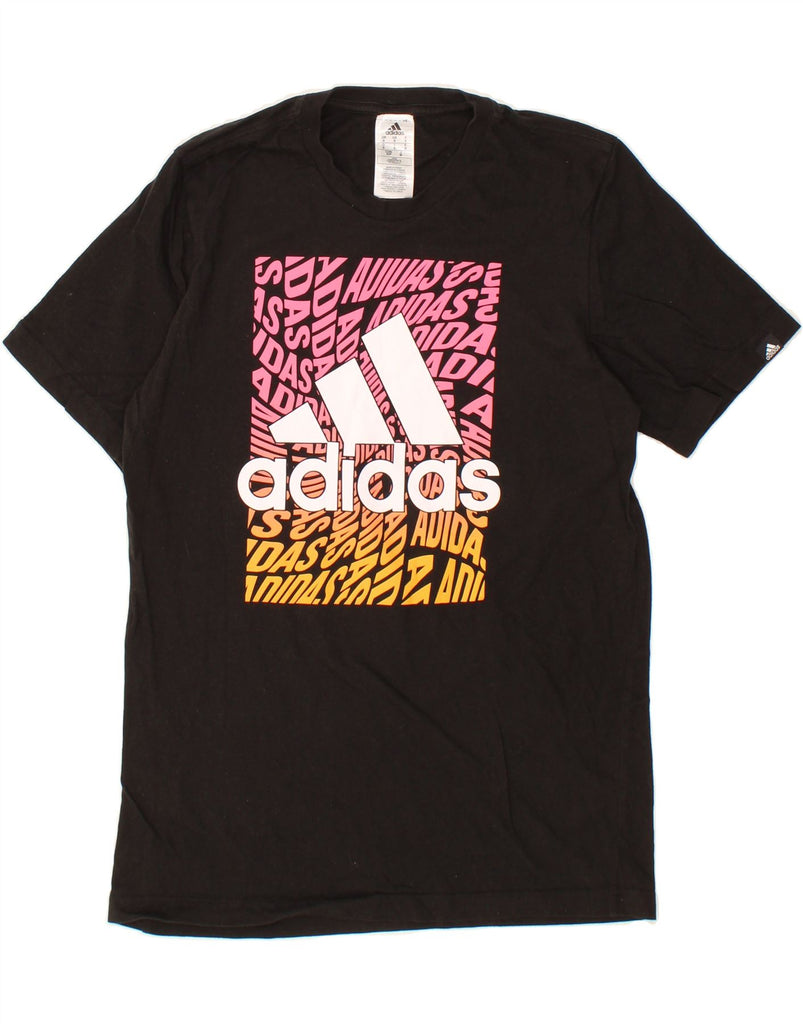 ADIDAS Mens Graphic T-Shirt Top Small Black Cotton Vintage Adidas and Second-Hand Adidas from Messina Hembry 