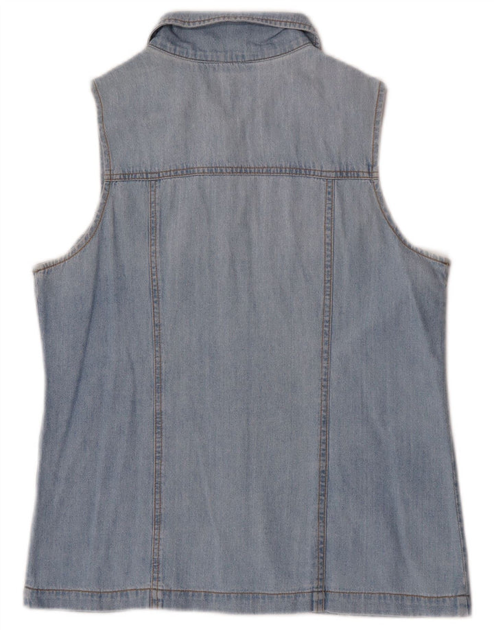 Vintage Womens Sleeveless Denim Shirt UK 12 Medium Blue
