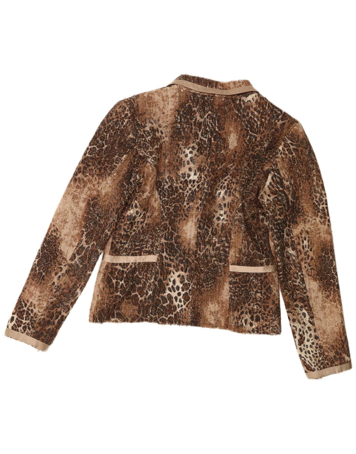 Renato Nucci Womens 2 Button Blazer Jacket IT 42 Medium Brown Animal Print