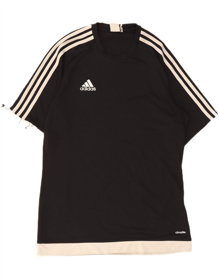Adidas Mens Climalite T-Shirt Top Medium Black Colourblock Polyester