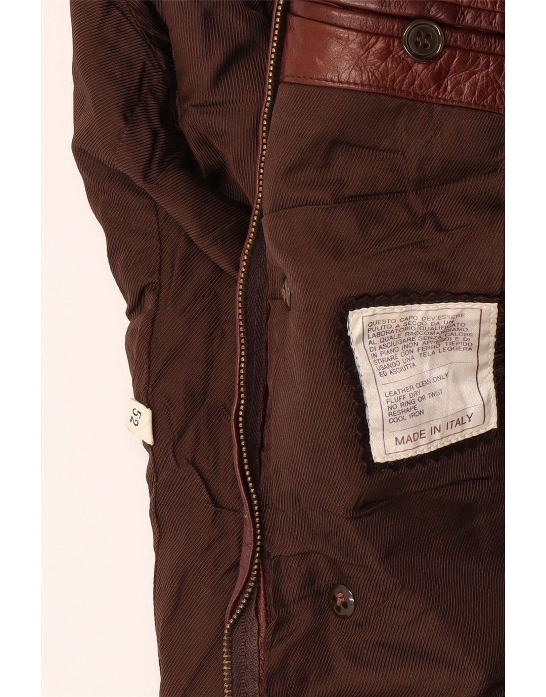 VINTAGE Womens Leather Coat IT 52 2XL Brown Leather