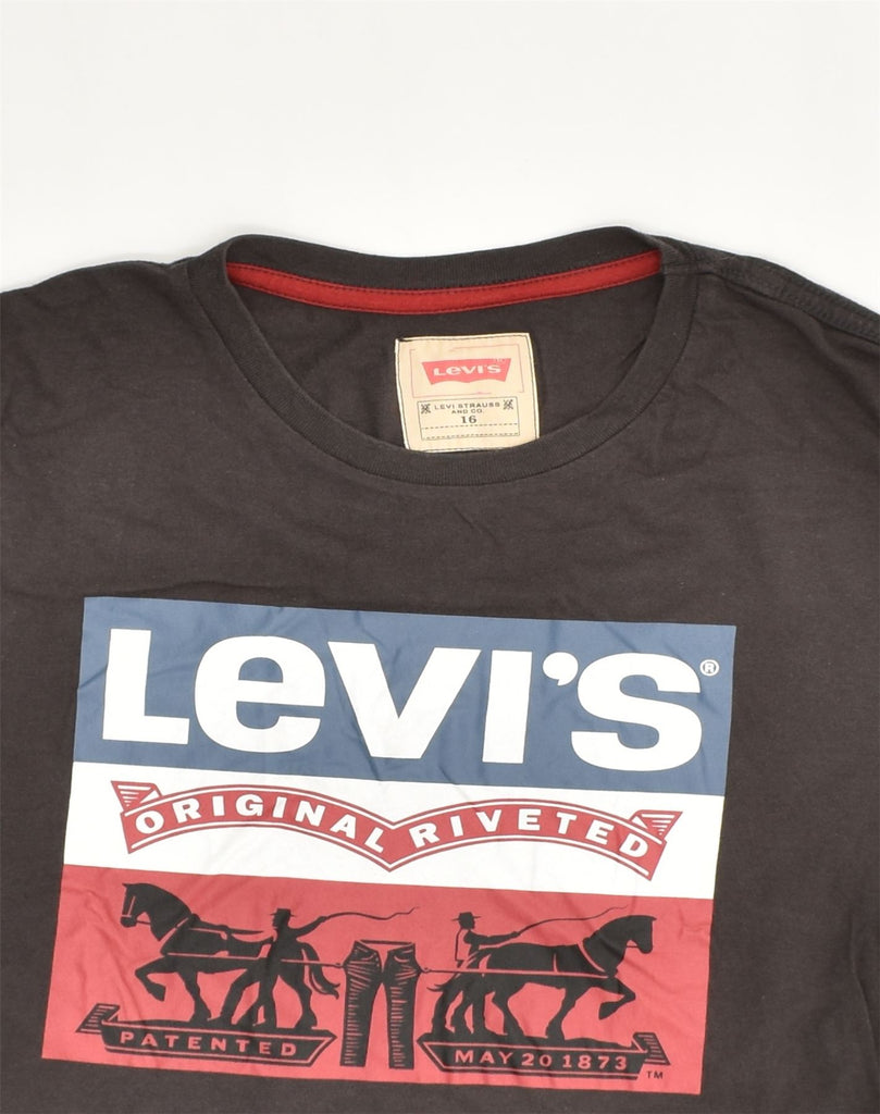 LEVI'S Boys Graphic T-Shirt Top 15-16 Years Black Cotton | Vintage Levi's | Thrift | Second-Hand Levi's | Used Clothing | Messina Hembry 