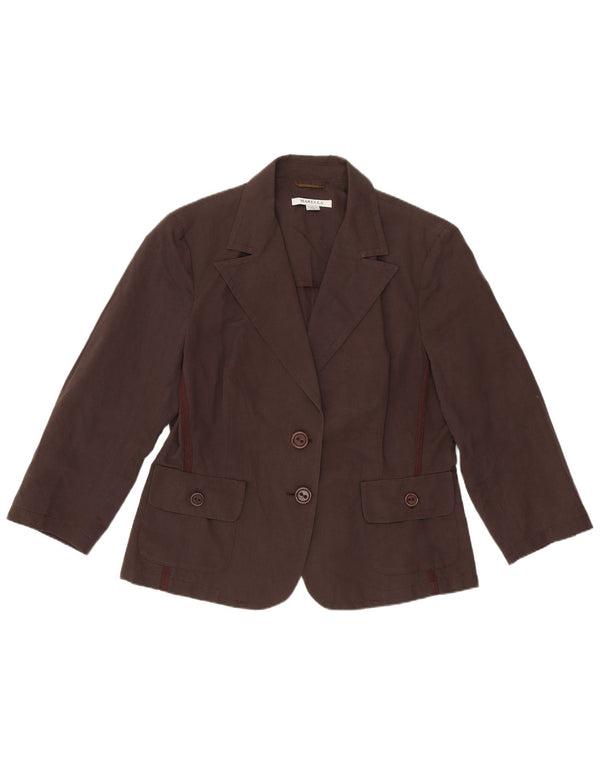 Marella Womens 2 Button Blazer Jacket UK 16 Large Brown Cotton