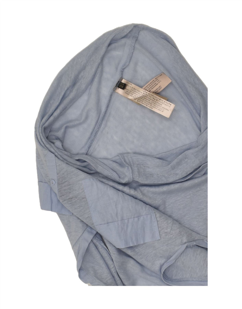 MASSIMO DUTTI Womens Sleeveless Polo Shirt UK 6 XS Blue Linen | Vintage Massimo Dutti | Thrift | Second-Hand Massimo Dutti | Used Clothing | Messina Hembry 