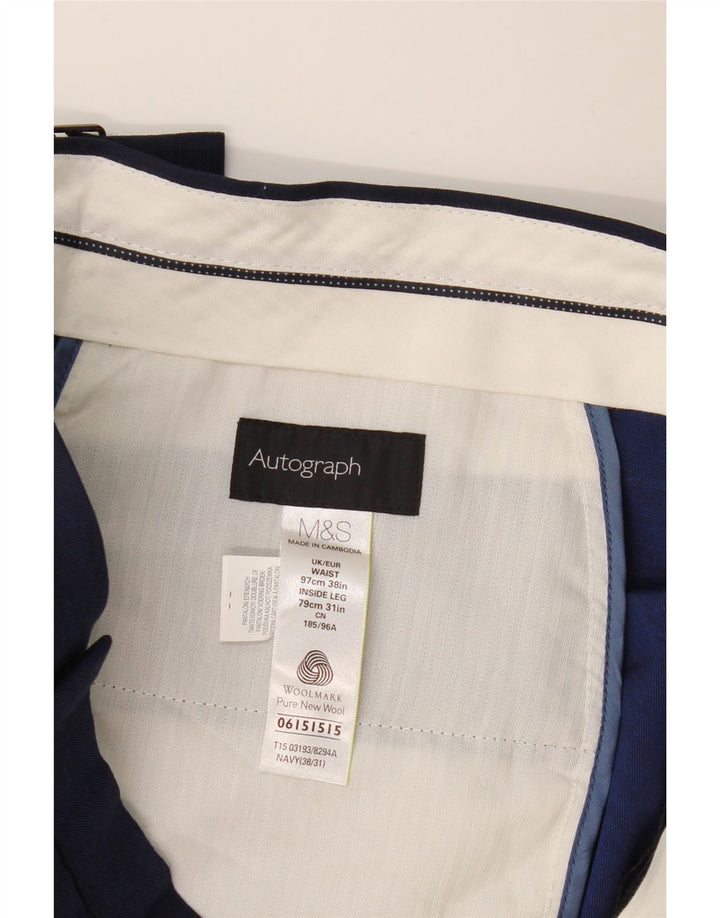 Marks & Spencer Mens Autograph Slim Suit Trousers W38 L31 Navy Blue