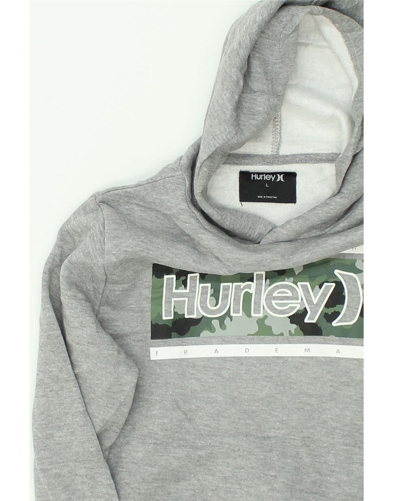 HURLEY Boys Graphic Hoodie Jumper 12-13 Years Large Grey Cotton | Vintage Hurley | Thrift | Second-Hand Hurley | Used Clothing | Messina Hembry 