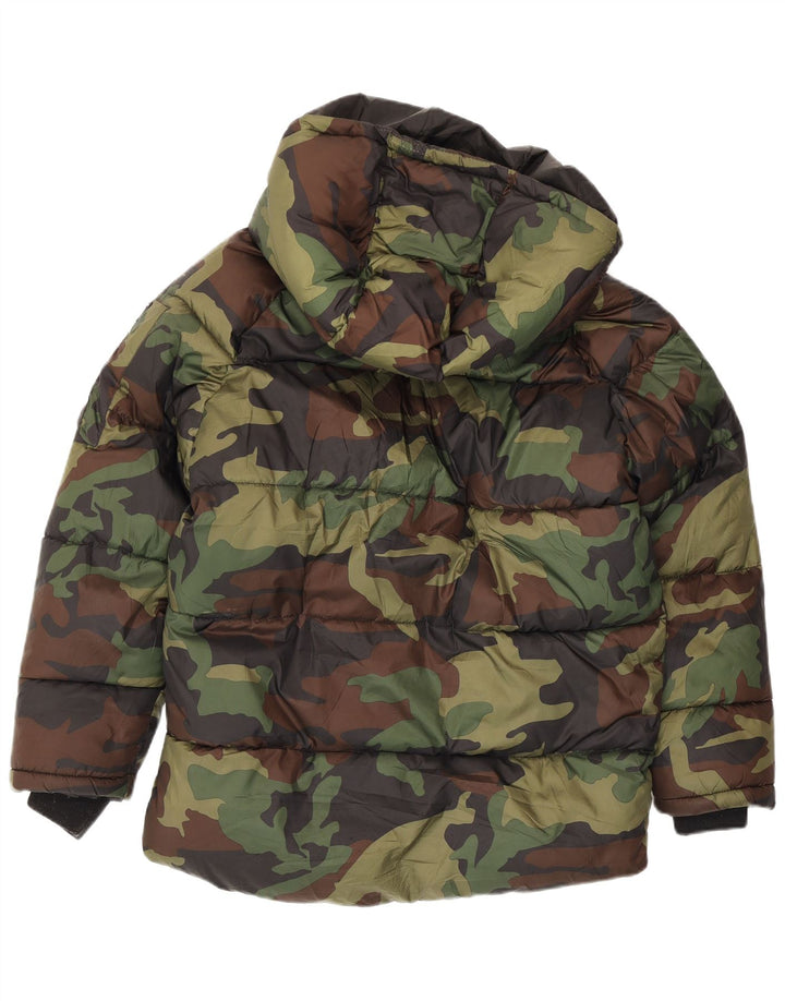 Zara Boys Hooded Padded Jacket 13-14 Years Multicoloured Camouflage