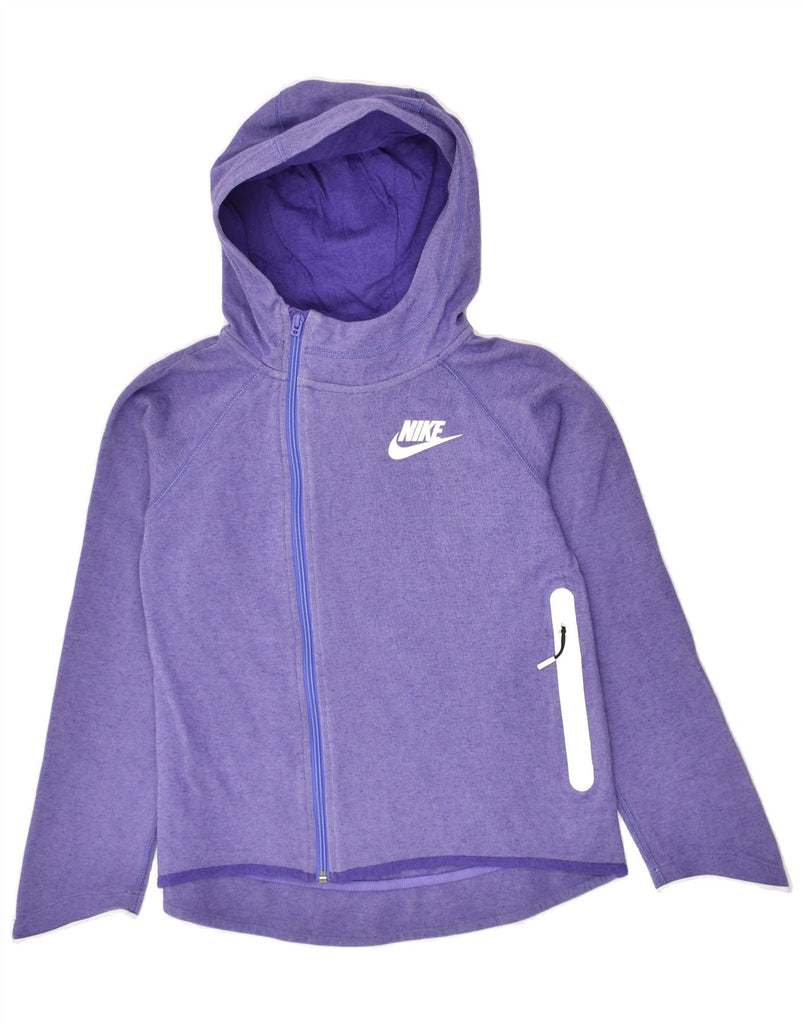 NIKE Girls Zip Hoodie Sweater 12-13 Years Large Purple Cotton | Vintage Nike | Thrift | Second-Hand Nike | Used Clothing | Messina Hembry 