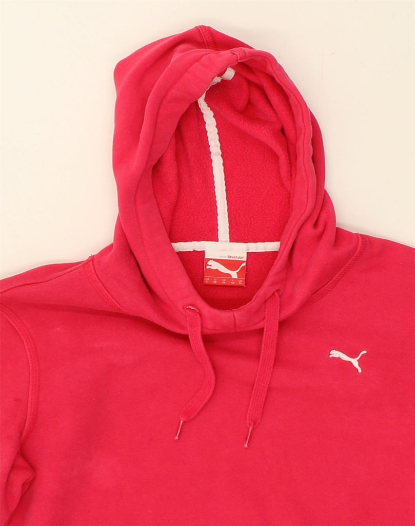 PUMA Womens Hoodie Jumper UK 14 Large Pink Cotton | Vintage Puma | Thrift | Second-Hand Puma | Used Clothing | Messina Hembry 