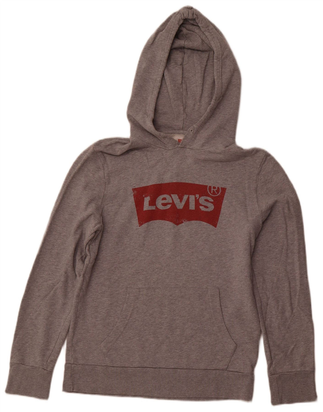 Levi's Mens Graphic Hoodie Jumper Small Grey Cotton