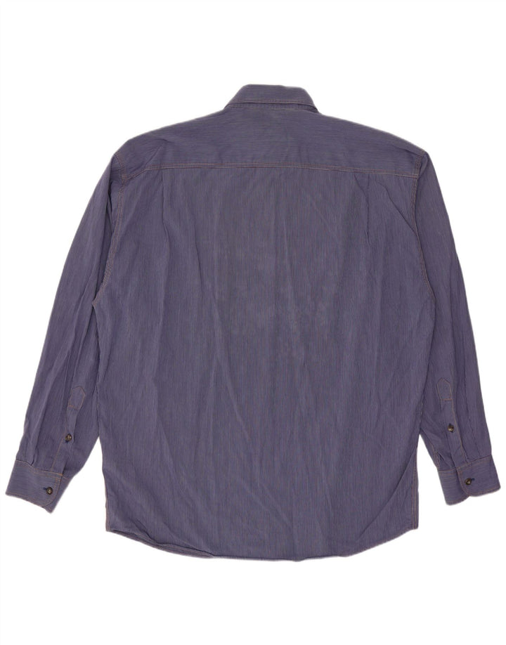 Iceberg Mens Shirt Medium Navy Blue Pinstripe