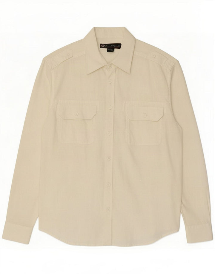 Coronel Tapiocca Mens Military Shirt Large Off White Linen