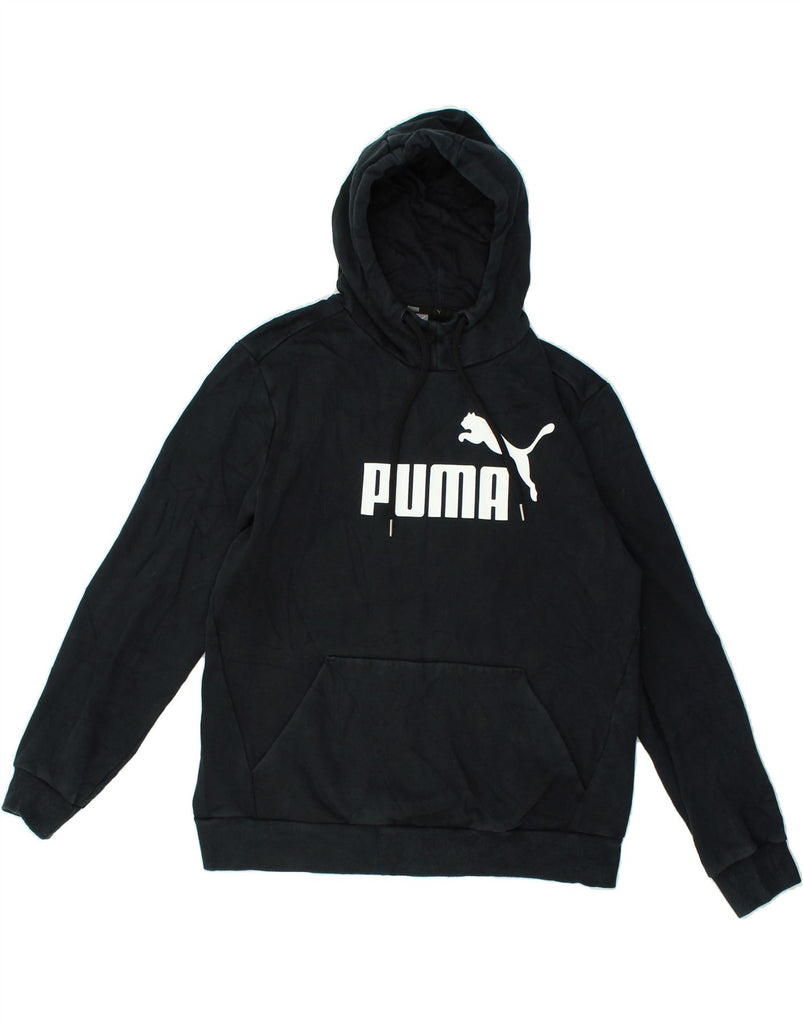 PUMA Mens Graphic Hoodie Jumper Large Black Cotton | Vintage Puma | Thrift | Second-Hand Puma | Used Clothing | Messina Hembry 