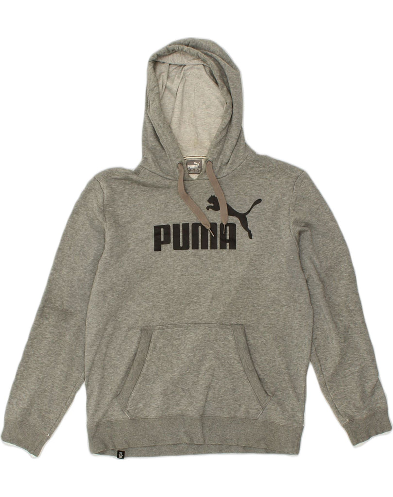 PUMA Mens Graphic Hoodie Jumper Medium Grey Cotton | Vintage Puma | Thrift | Second-Hand Puma | Used Clothing | Messina Hembry 