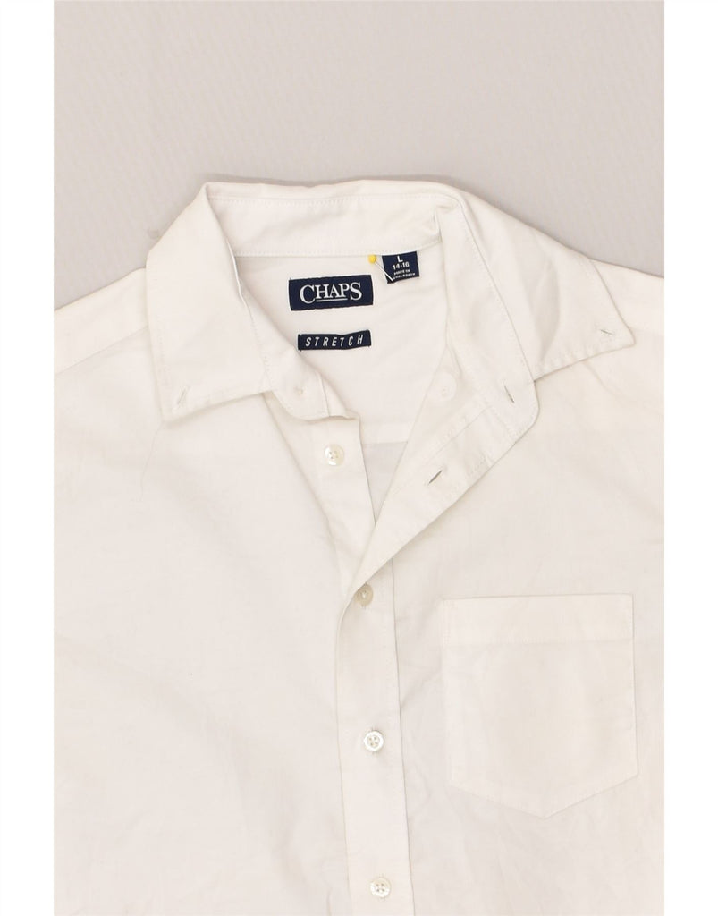 CHAPS Boys Short Sleeve Shirt 14-15 Years Large  White Cotton | Vintage Chaps | Thrift | Second-Hand Chaps | Used Clothing | Messina Hembry 