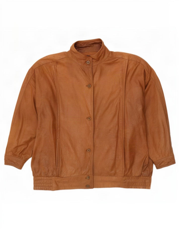 Lepegro Womens Oversized Leather Jacket EU 44 XL Brown