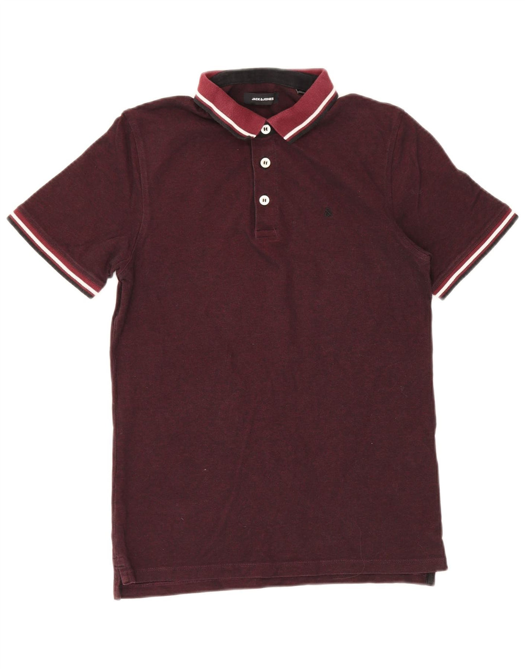 JACK & JONES Mens Polo Shirt Medium Burgundy Cotton