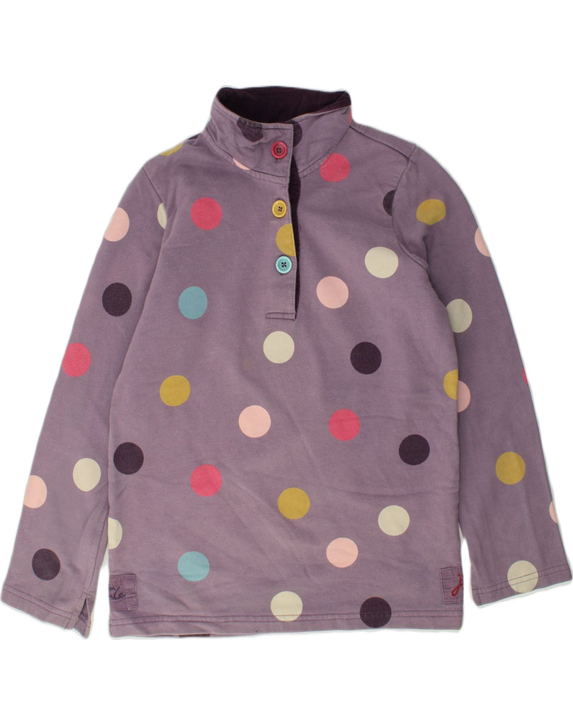 JOULES Girls Button Neck Jumper Sweater 9-10 Years Purple Spotted Cotton | Vintage Joules | Thrift | Second-Hand Joules | Used Clothing | Messina Hembry 