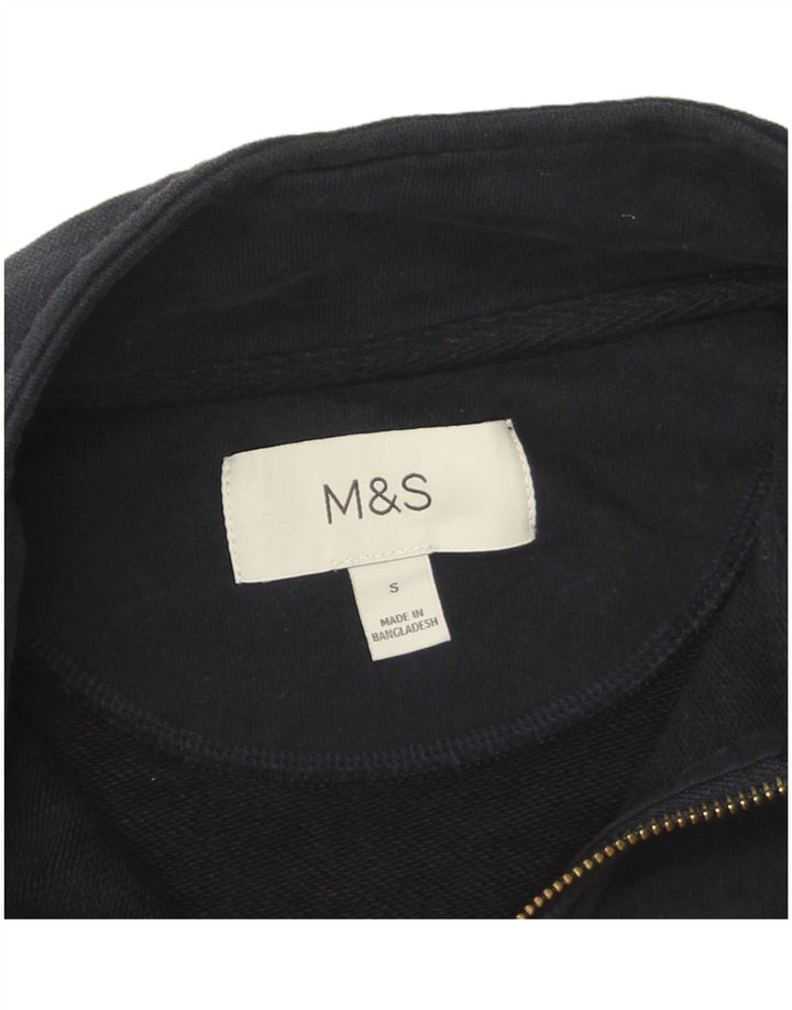 Marks & Spencer Mens Zip Neck Sweatshirt Jumper Small Navy Blue Colourblock