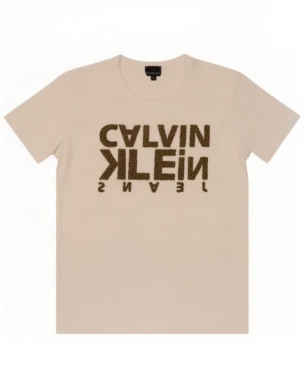 Calvin Klein Jeans Womens Graphic T-Shirt Top UK 14 Large White