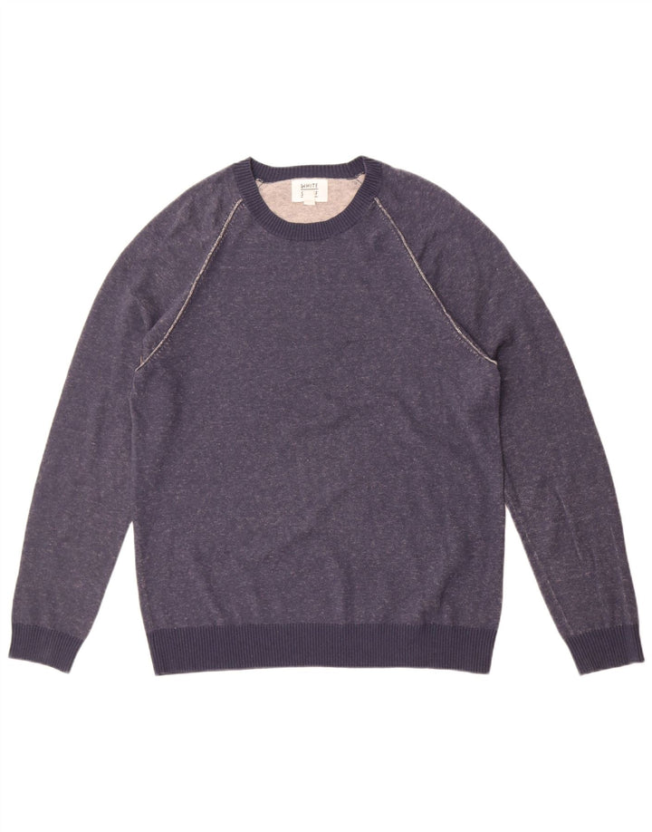 White Stuff Mens Crew Neck Jumper Sweater Large Navy Blue Cotton