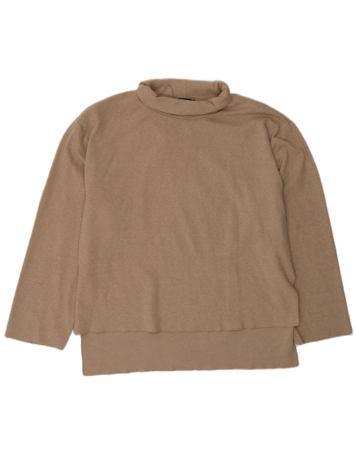 Zara Womens Roll Neck Jumper Sweater UK 16 Large Beige Polyester