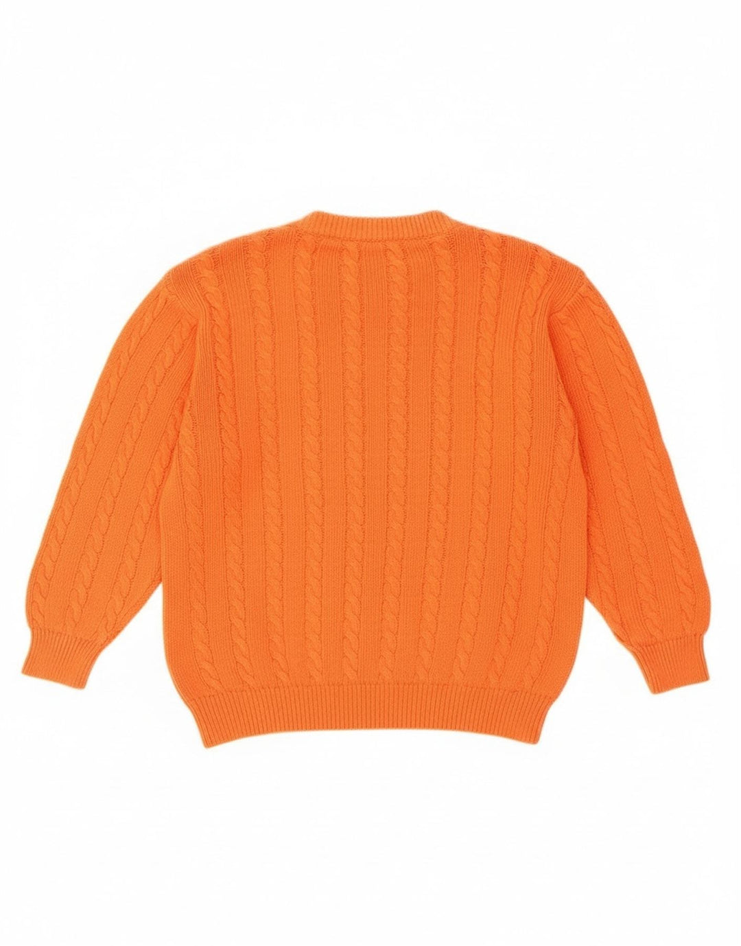 Benetton Womens Crew Neck Jumper Sweater UK 14 Medium Orange Cotton