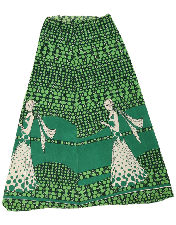 Vintage Womens Graphic 2 Piece Skirt Set IT 46 Large W34 Green Geometric