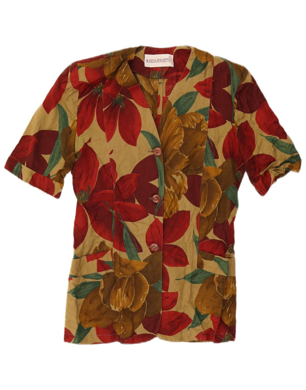 Vintage Womens Short Sleeve Blazer Jacket UK 12 Medium Multicoloured Tropic