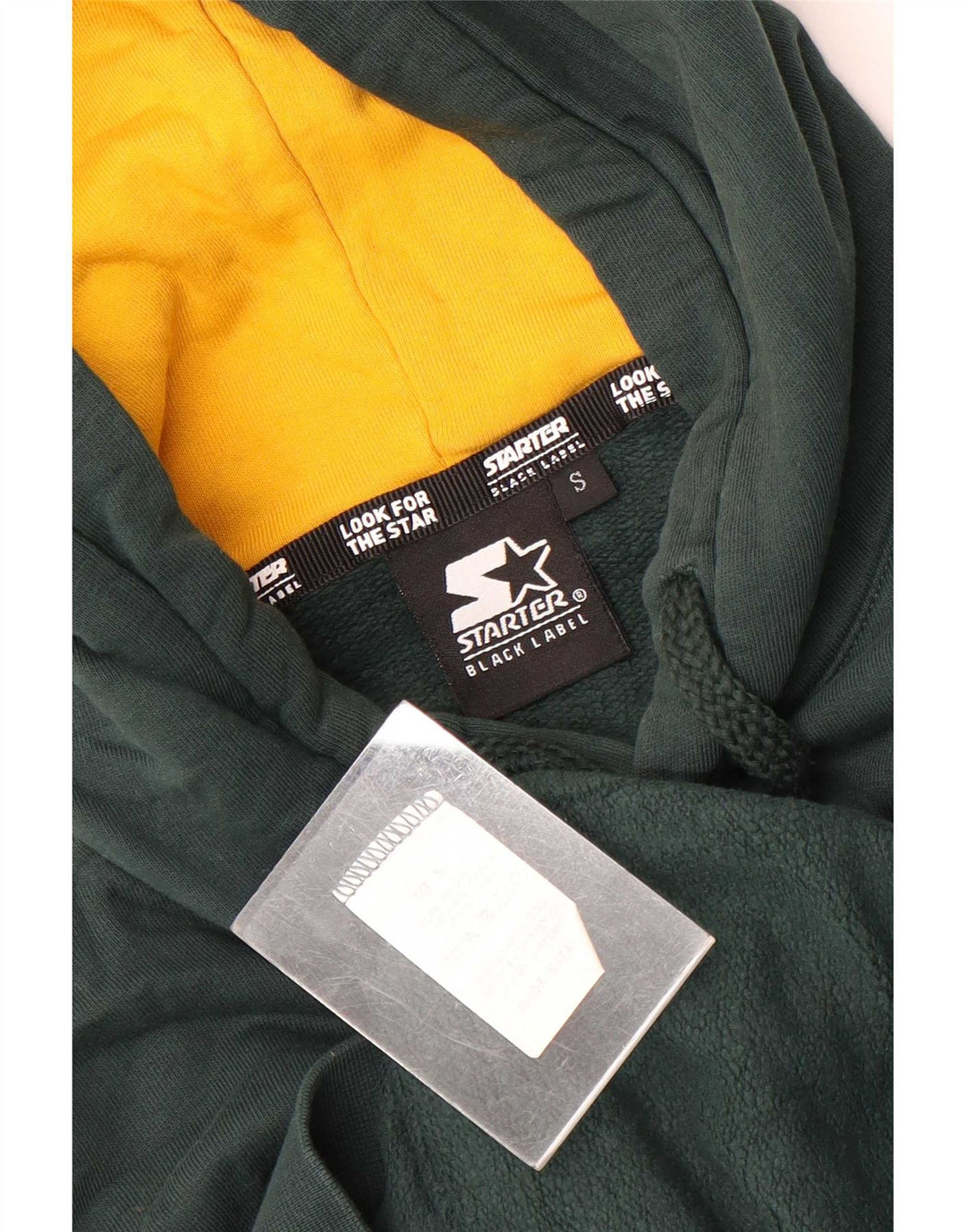 Starter Mens Graphic Hoodie Jumper Small Green Cotton