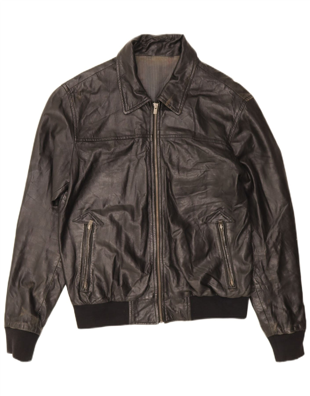 Vintage Mens Leather Jacket UK 38 Medium Black Leather