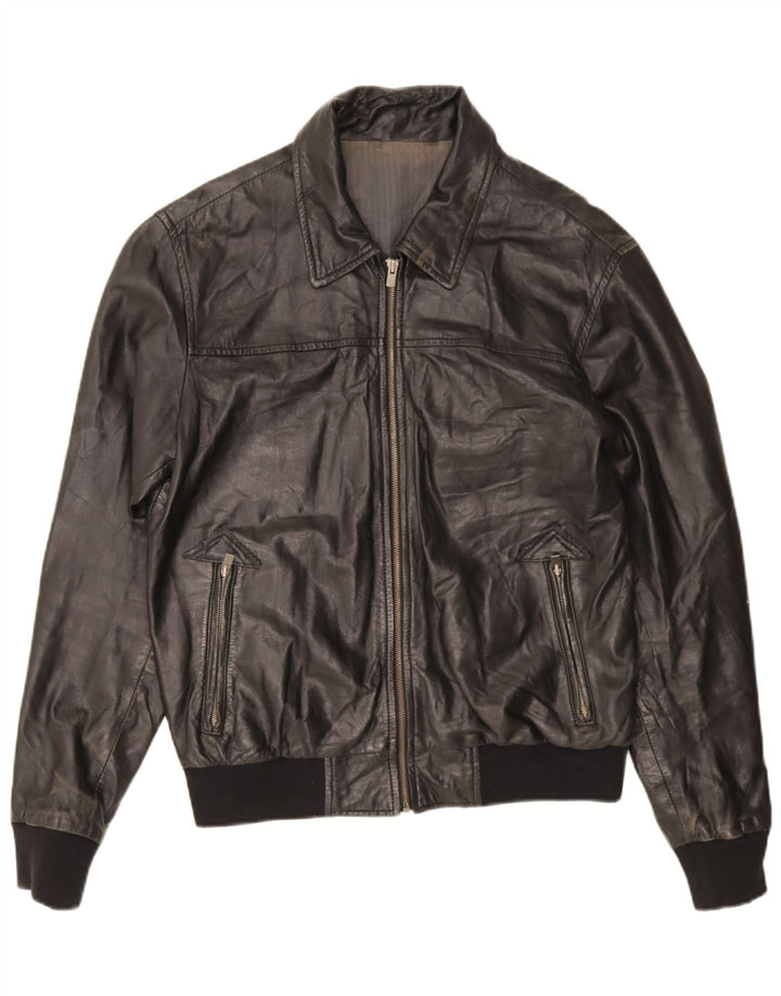 Vintage Mens Leather Jacket UK 38 Medium Black Leather