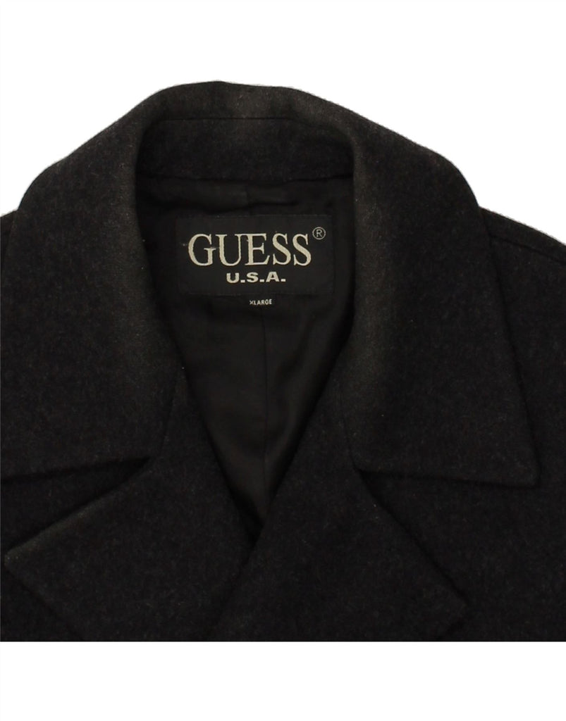 GUESS Mens Pea Coat UK 42 XL Grey Wool | Vintage Guess | Thrift | Second-Hand Guess | Used Clothing | Messina Hembry 