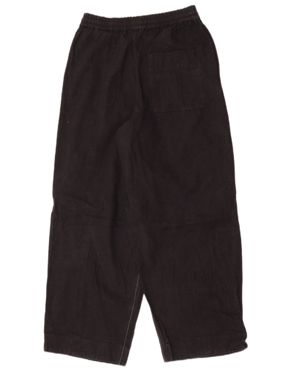 Cos Mens High Waist Wide Leg Trousers XS W28 L27 Black Linen