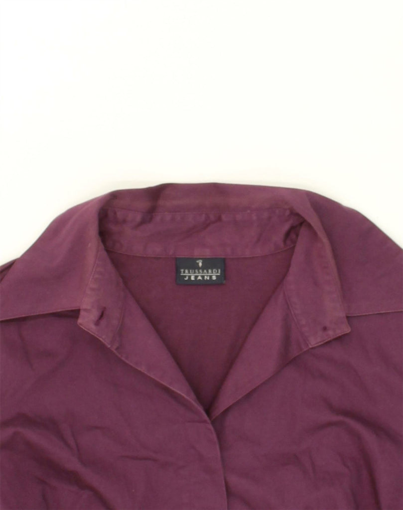 TRUSSARDI Womens Shirt UK 12 Medium Purple Cotton | Vintage Trussardi | Thrift | Second-Hand Trussardi | Used Clothing | Messina Hembry 