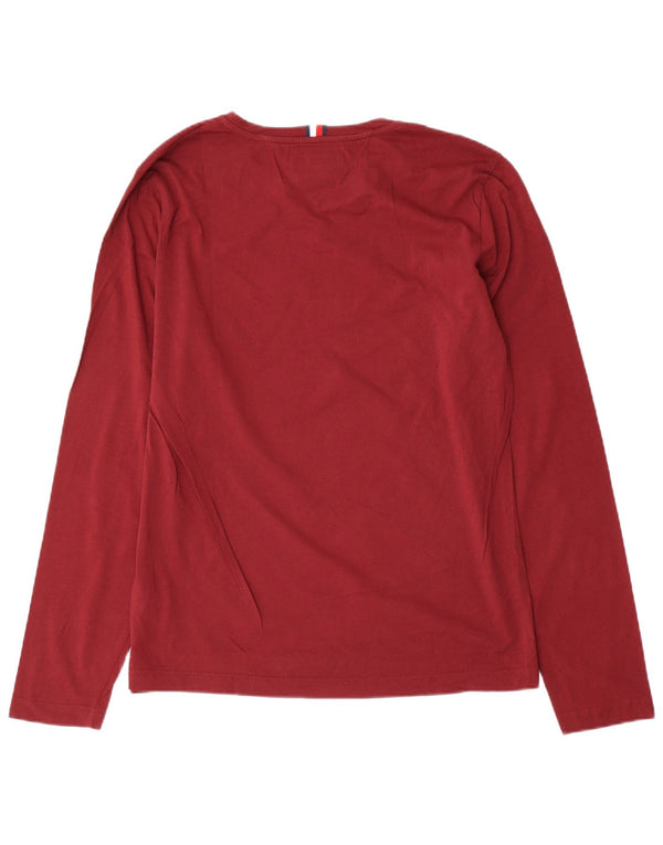 Tommy Hilfiger Mens Graphic Top Long Sleeve Large Burgundy Cotton