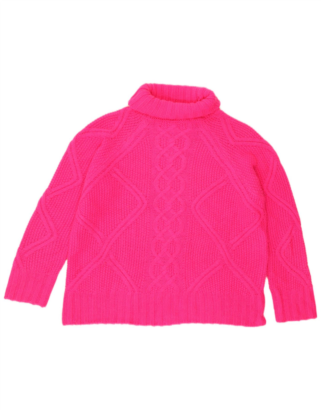 Oasis Womens Oversized Roll Neck Jumper Sweater UK 10 Small Pink Acrylic