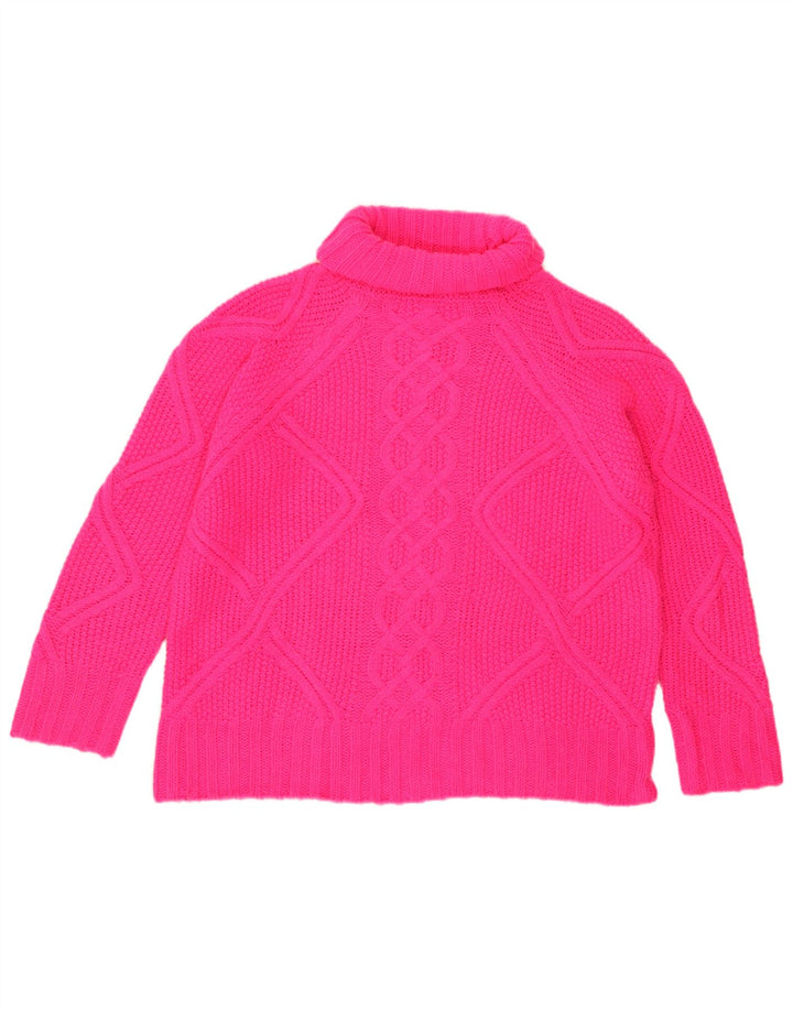 Oasis Womens Oversized Roll Neck Jumper Sweater UK 10 Small Pink Acrylic