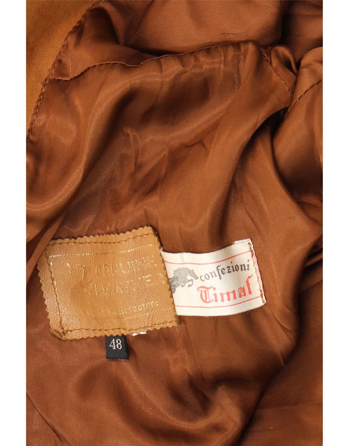 Vintage Womens Suede Jacket IT 48 XL Brown Leather
