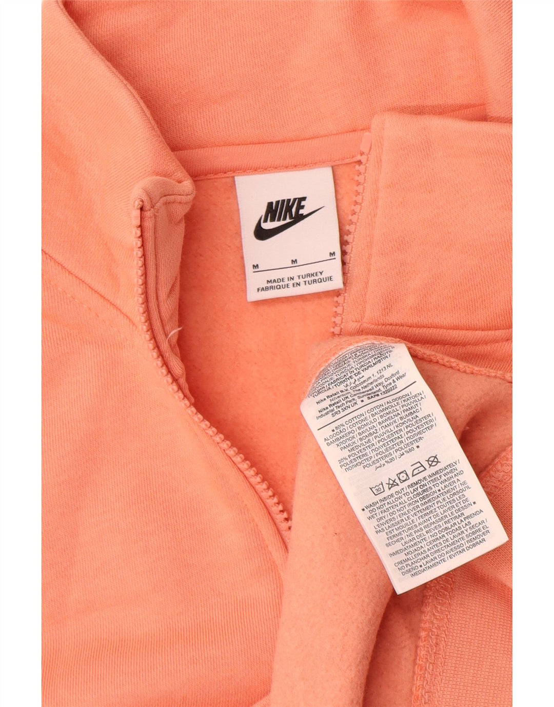 Nike Mens Zip Neck Sweatshirt Jumper Medium Orange Cotton