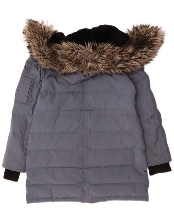 Michael Kors Womens Hooded Padded Coat UK 14 Medium Blue Polyester