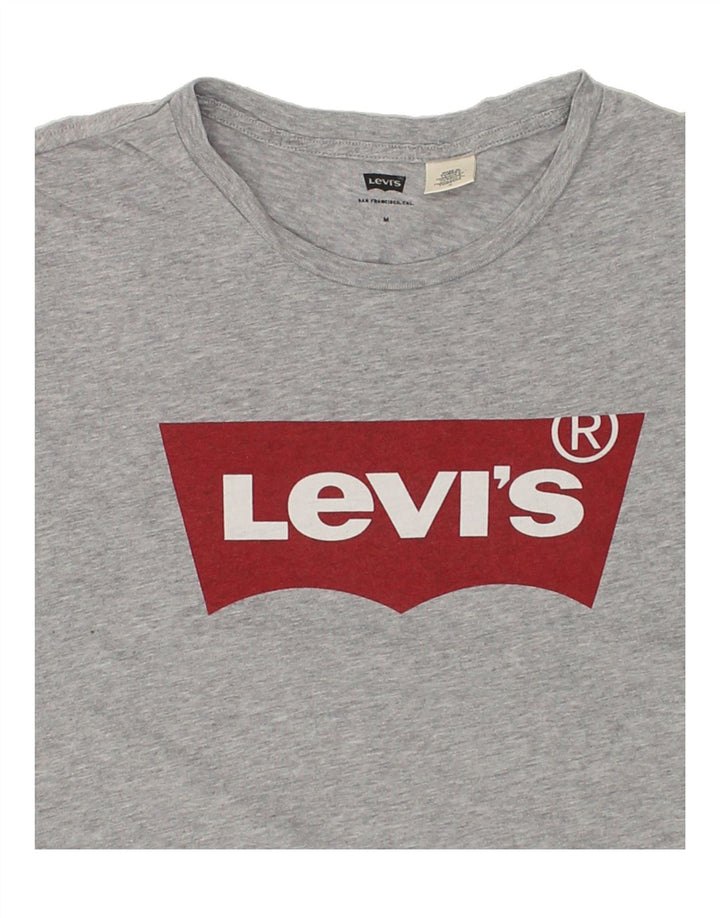 LEVI'S Womens Graphic T-Shirt Top UK 14 Medium Grey Cotton | Vintage Levi's | Thrift | Second-Hand Levi's | Used Clothing | Messina Hembry 