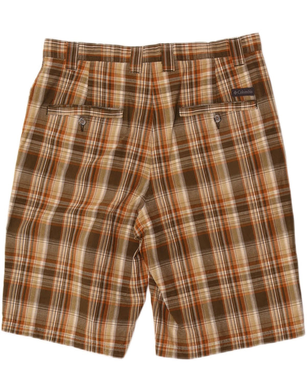 Columbia Mens Chino Shorts W36 Large Brown Check Cotton