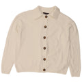 Marks & Spencer Womens Cardigan Sweater UK 14 Medium White Polyester