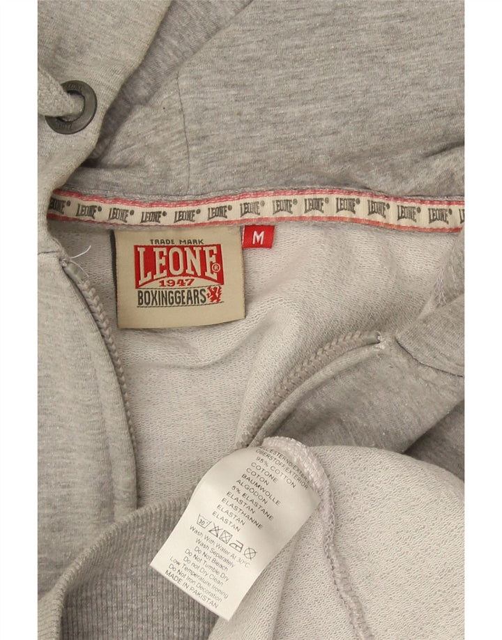 Leone Womens Zip Hoodie Sweater UK 12 Medium Grey Cotton
